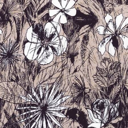 Batiks Floral Reflections Coffee Cream Riley Blake