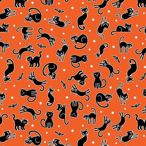 Benartex Scaredy Cats Orange