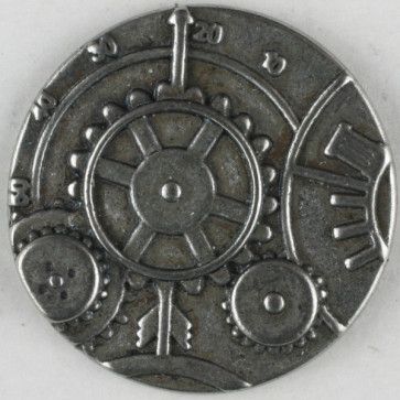 Antique Silver Steampunk Button with Shank 23mm