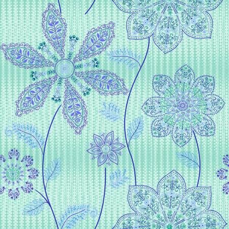 Aqua Lacy Floral Pearlescent Geo Pop Pearl