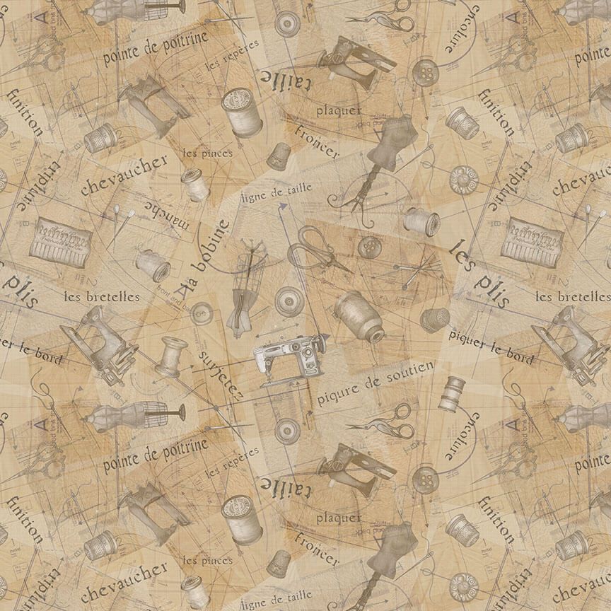 Atelier Tossed Sewing Items Tan CLEARANCE
