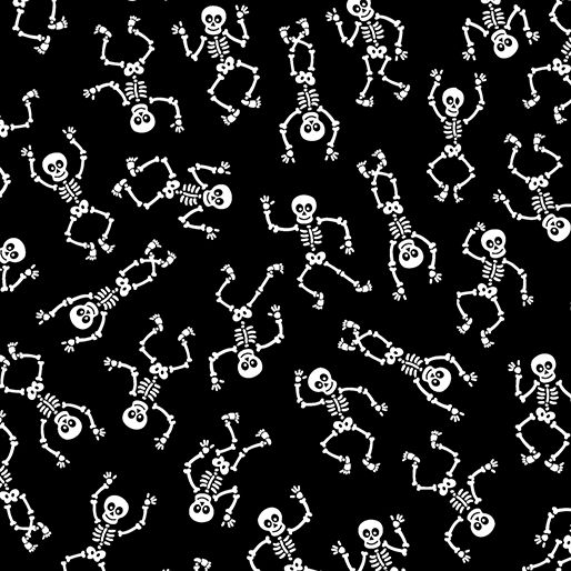 Benartex Little Skeletons Black