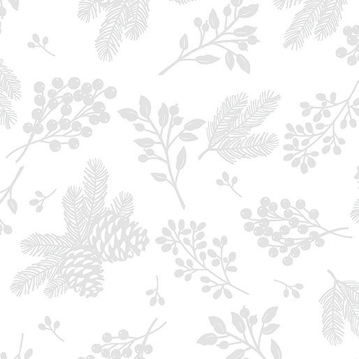 Benartex White Pinecones &amp; Berries