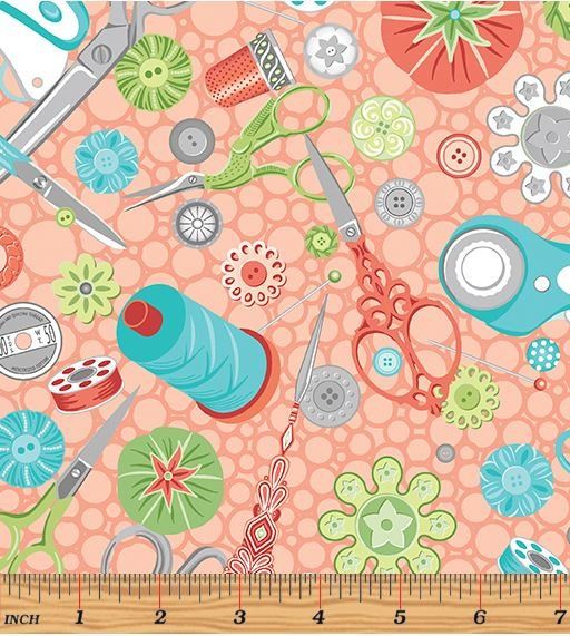 Amanda Murphy Tools Coral Sewing Room 2 Benartex