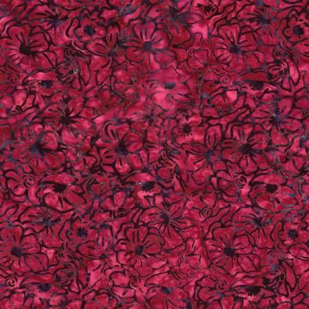 Batiks Floral Reflections Black Cherry Chutney Riley Blake