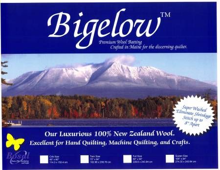 Batting Twin Size 100% Wool 72" x 94" Bigelow