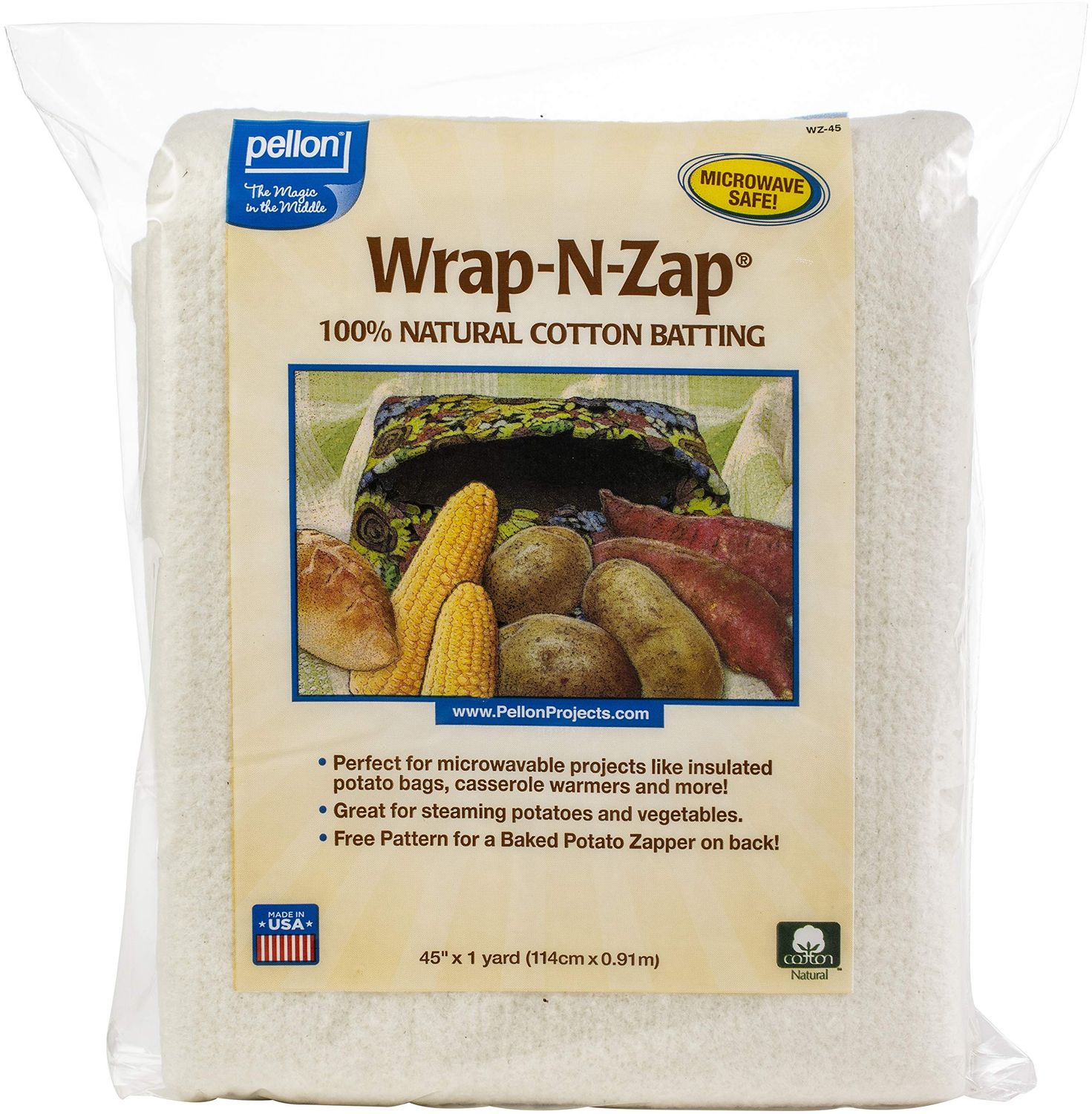 Batting: Pellon Wrap N Zap 100% cotton 48'" x 36" Package