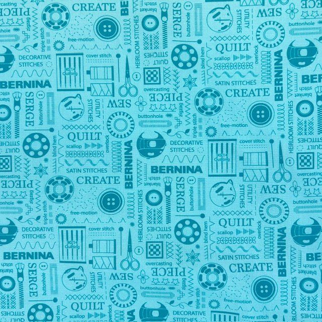 Bernina Stitches Aqua Benartex
