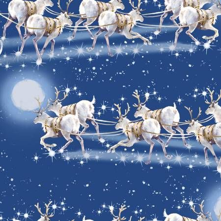 Blue Flying Sleigh Here Comes Santa Christmas CLEARANCE