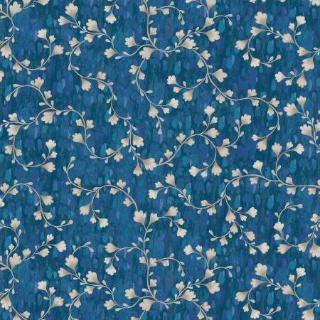 Blue Vine Scroll 108" Wide Black P&amp;B Textiles