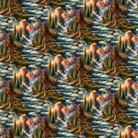 Blue Waterfalls Wilderness Song Blank Quilting