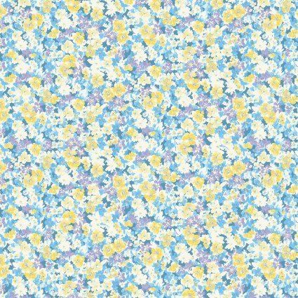 Blue Flower Patch Cotton Lawn Kokka Japanese fabric