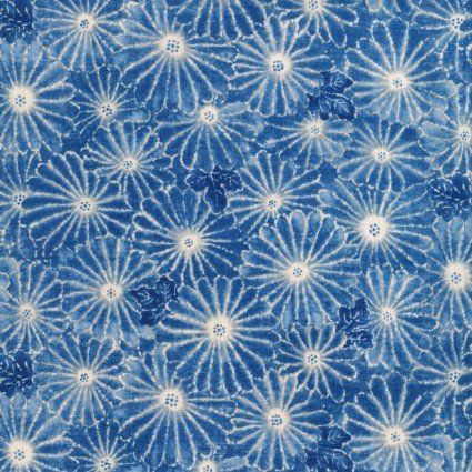 Blue Flowered Cotton Canvas Kokka Japanese fabric
