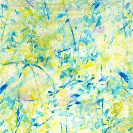 Blue/Yellow Leaves Cotton/Linen Poplin Kokka Japanese fabric