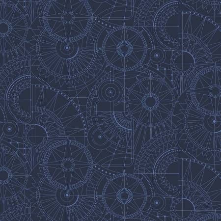 EOB 2 yd Blueprint Blue 108" Wide Back Amanda Murphy Benartex