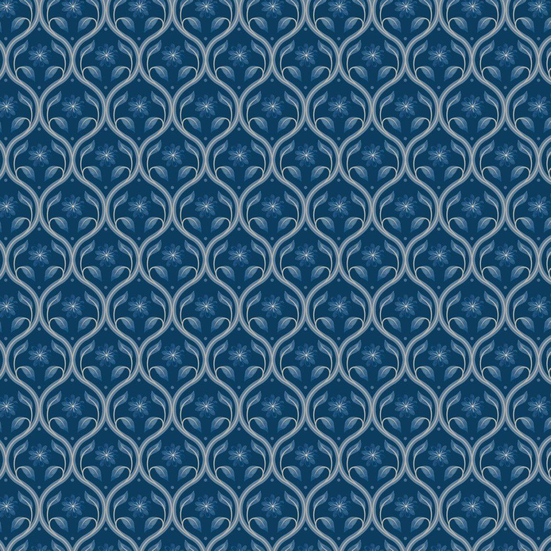 Brensham floral trellis dk blue Lewis &amp; Irene