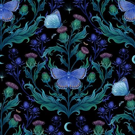 Butterflies with Greenery Jardin de Lune Blank