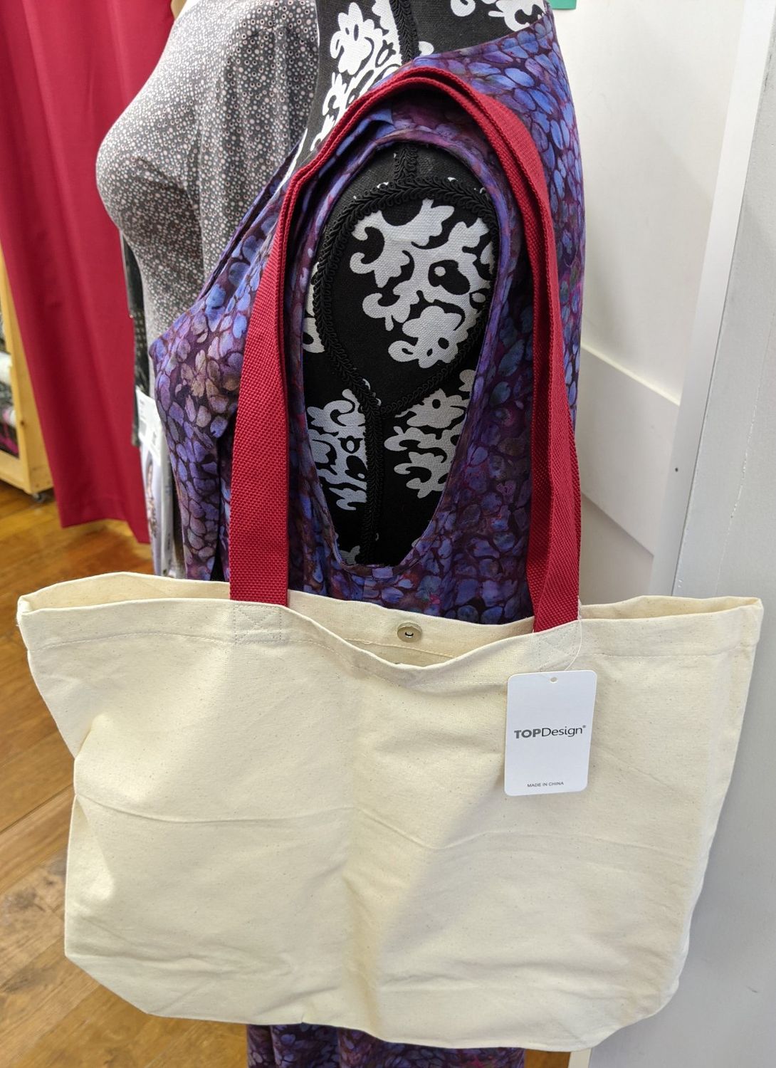 Canvas Tote Bag Red Handled