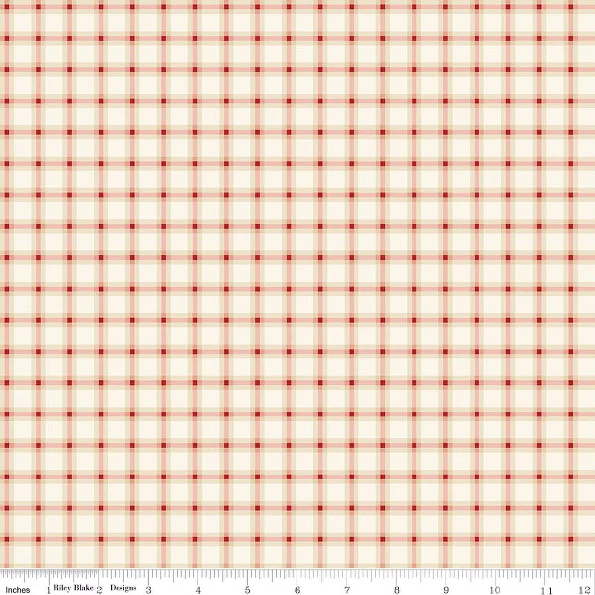Christmas Greetings Plaid Cream Quilting Cotton
