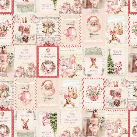 Christmas Magic Ivory Christmas Labels Blank Quilting Cotton
