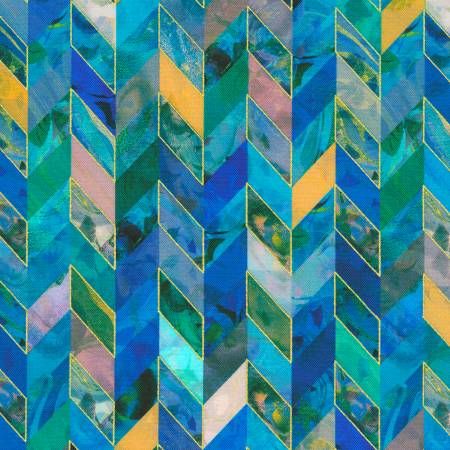 Chevron Azure w/Metallic Golden Vibes RK
