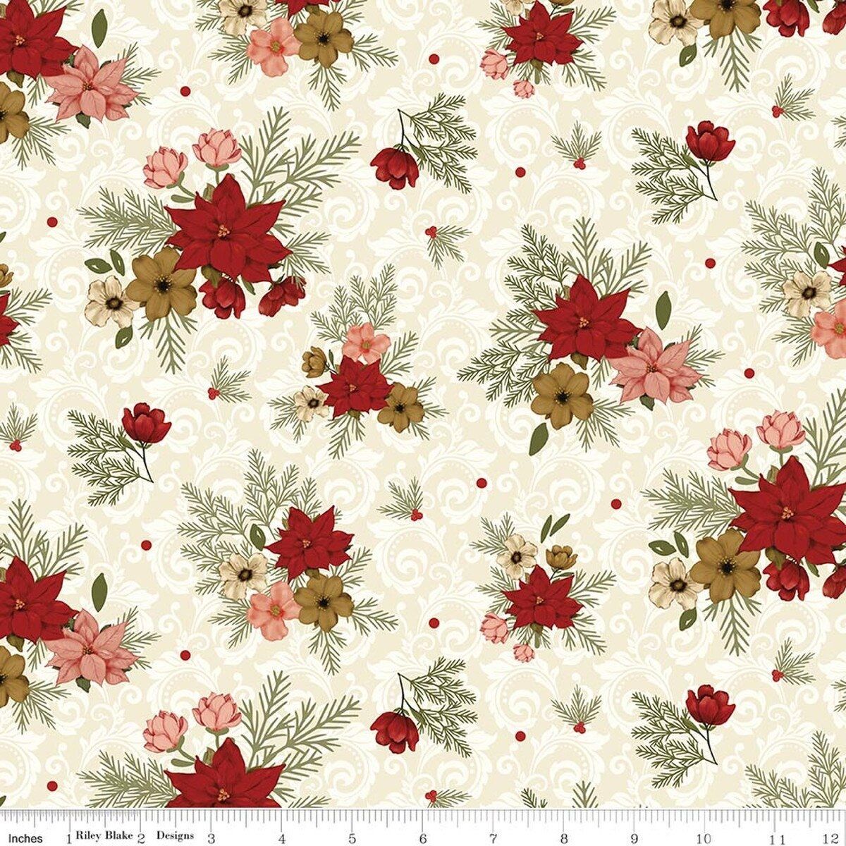 Christmas Greetings Floral Cream