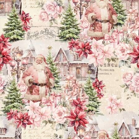 Christmas Magic Ivory Christmas Scenic Blank Quilting Cotton