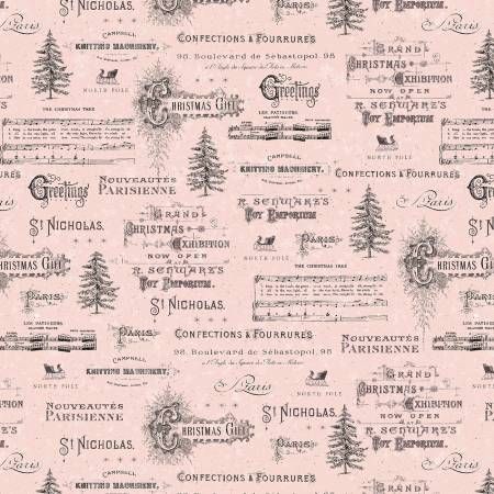 Christmas Magic Pink Christmas Typography Blank Quilting Cotton