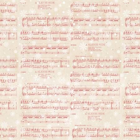 Christmas Magic Ivory Sheet Music Blank Quilting Cotton