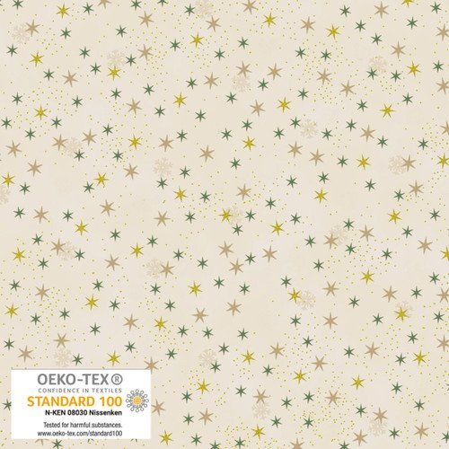 Christmas Stars Cream Gold Blank Quilting
