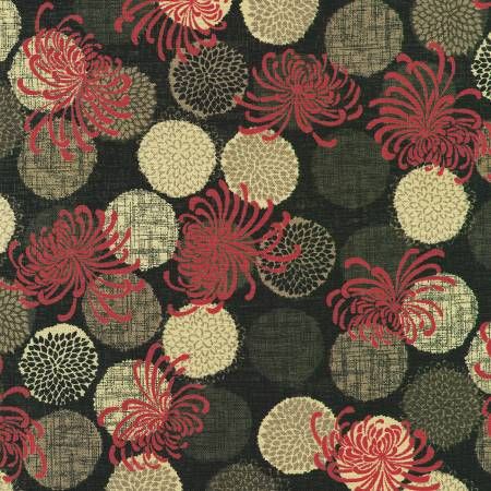 Chrysanthemums Black Sevenberry Homespun