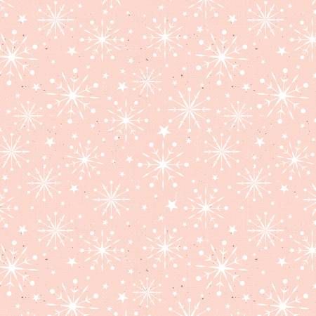 Christmas Magic Pink Stars Blank Quilting Cotton