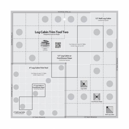Creative Grids 6" &amp; 12" Blocks Log Cabin Trim Tool Two Quilt Ruler
