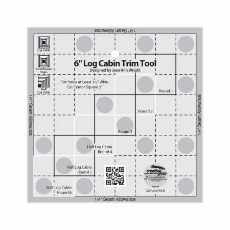 Creative Grids 6" Log Cabin Trim Tool Quilt Ruler
