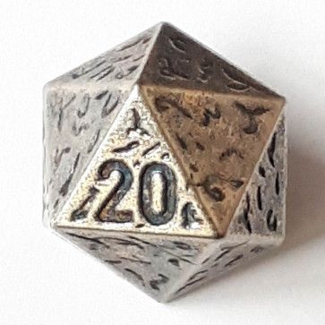 D20 Geometric Cube Button with Shank - Size: 20mm - Color: Dull Silver