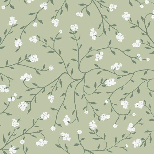 Dancing Florets Sage 108" Wide Back Art Gallery