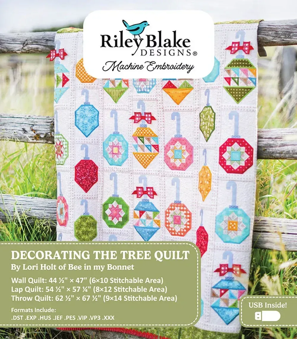 Decorating the Tree Quilt by Lori Holt - Machine Embroidery Designs on USB