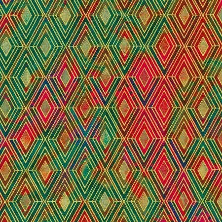 Diamonds Jewel w/Metallic Golden Vibes Robert Kaufman Quilting Cotton