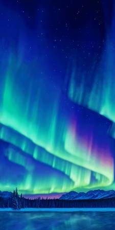 Cosmic Flow Blue/Green Aurora Borealis 108" wide back