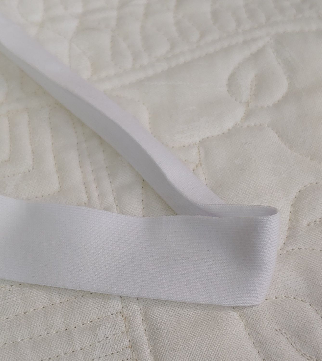 Cotton Foldover Knit Tape White