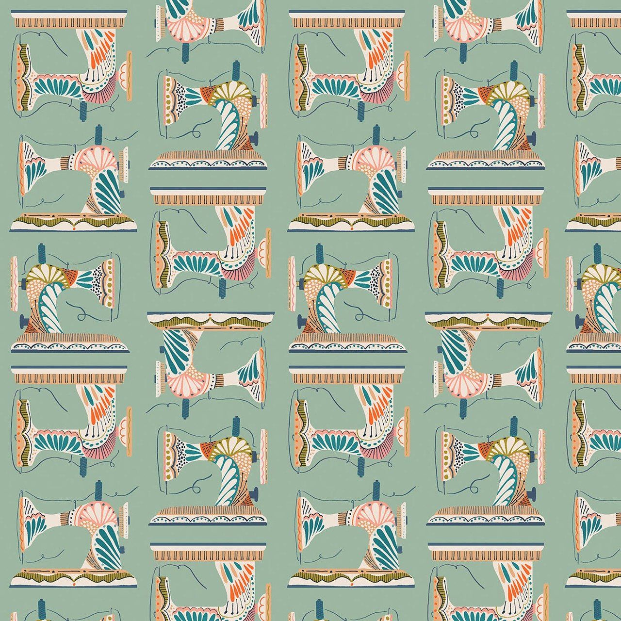 Country Sewing Club Sewing Machines Sage Thread &amp; Ink Quilting Cotton