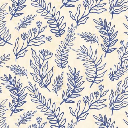 Cyprus Linear Sprigs Ecru Blue P&amp;B