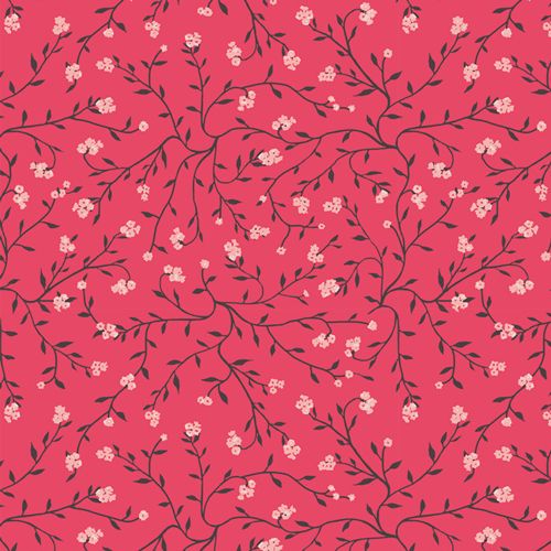 Dancing Florets Rouge in 100% Rayon Katarina Roccella Dress Weight Art Gallery Fabrics