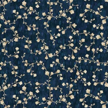Dark Blue Vine Scroll 108" Wide Back P&amp;B Textiles