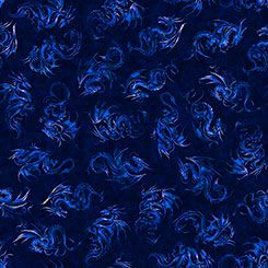 Dragon's Song Dragon Linocut Royal QT Fabrics