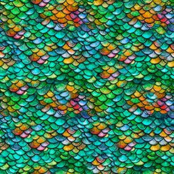 Dragon's Song Dragon Scales Green QT Fabrics