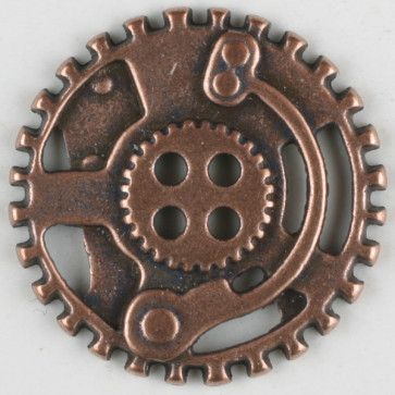 Copper Steampunk Button with 4 Holes 30mm