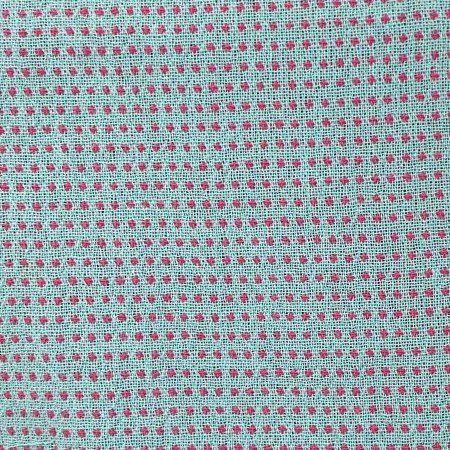 Cotton Yarn Dyed Dobby Aqua Pink Dots