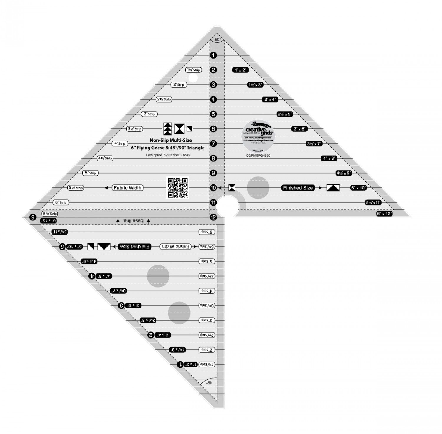 Creative Grids 6" Flying Geese &amp; 45/90 Degree Triangle Quilt Ruler