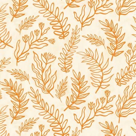 Cyprus Linear Sprigs Ecru Orange P&amp;B